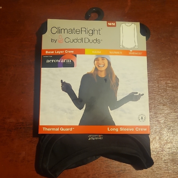 Cuddl Duds Black Long Sleeve Crew - Picture 1 of 2